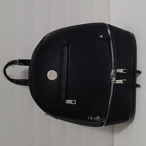 NEW Jessica Moore Women's Black Essentials Mini Backpack Pebbled Faux Leather